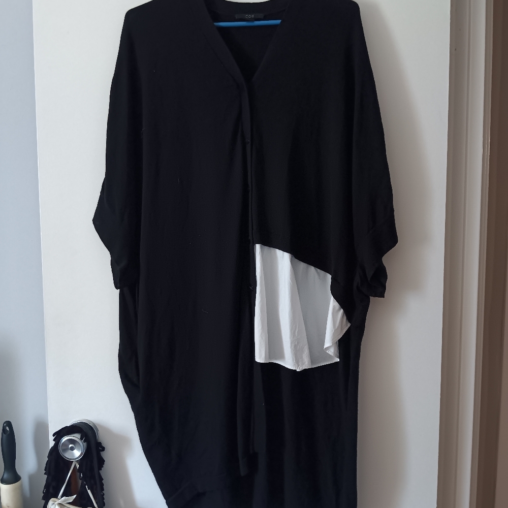 COS Black Wool Asymmetric Sweater Tunic M